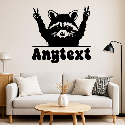 Custom Raccoon Wall Decal with Your Text by Stickreews