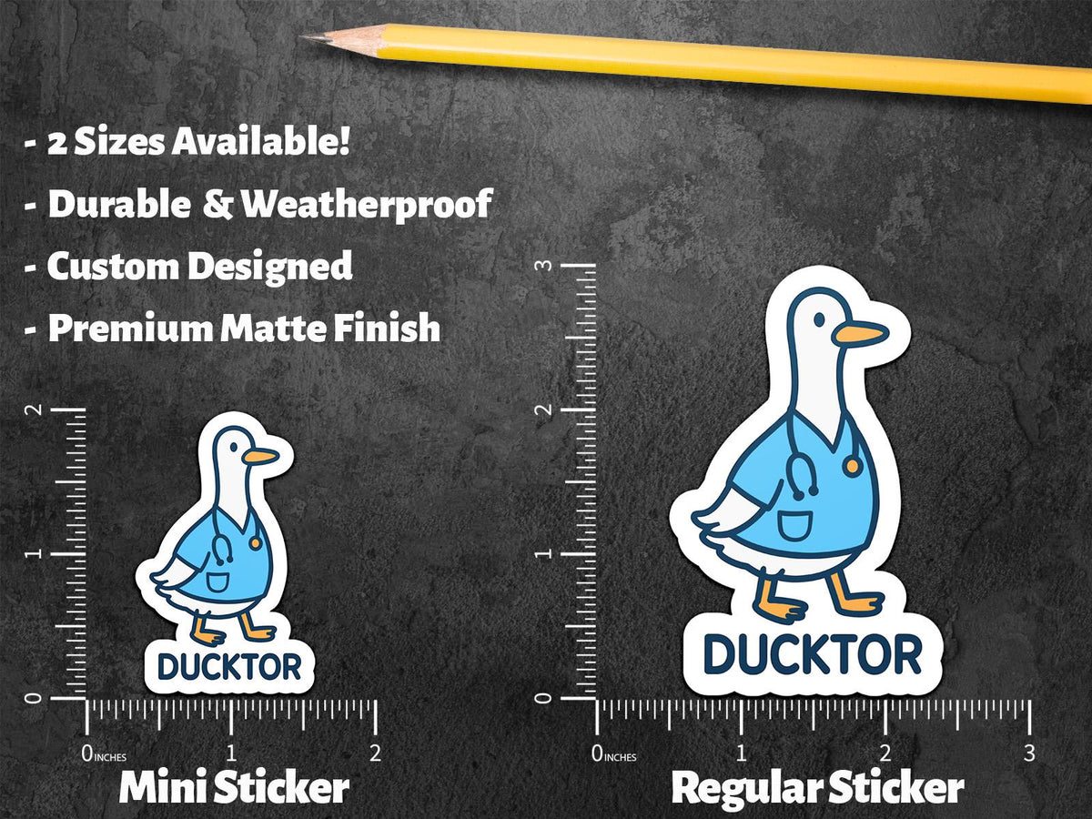 Ductor Doctor sticker, cute duck pun – view 2