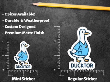 Ductor Doctor sticker, cute duck pun – view 2