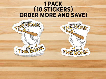 Mess with the Honk You Get the Bonk sticker, funny duck pun – view 4