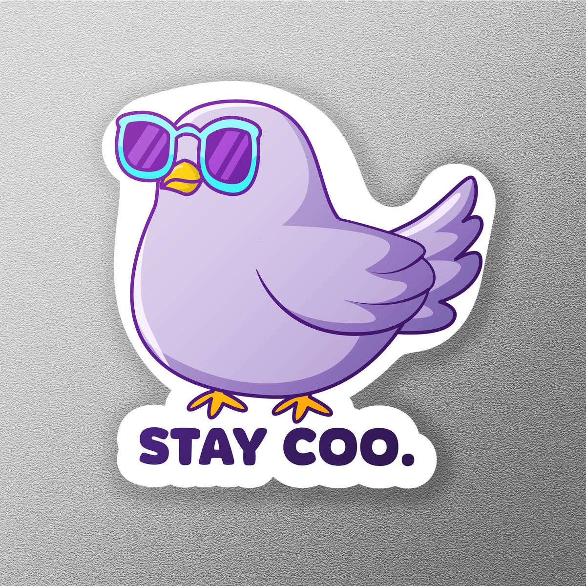 Stay Coo sticker, funny pigeon in glasses pun – view 3