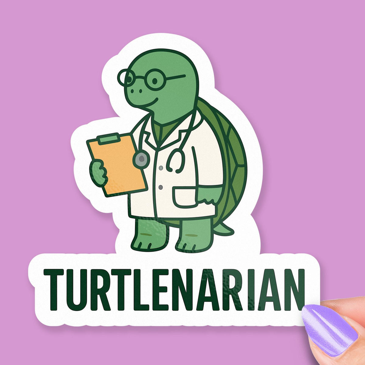 Turtlenarian Veterinarian sticker, funny turtle vet pun