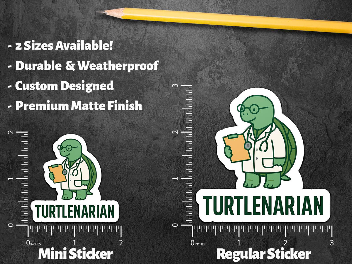 Turtlenarian Veterinarian sticker, funny turtle vet pun – view 2