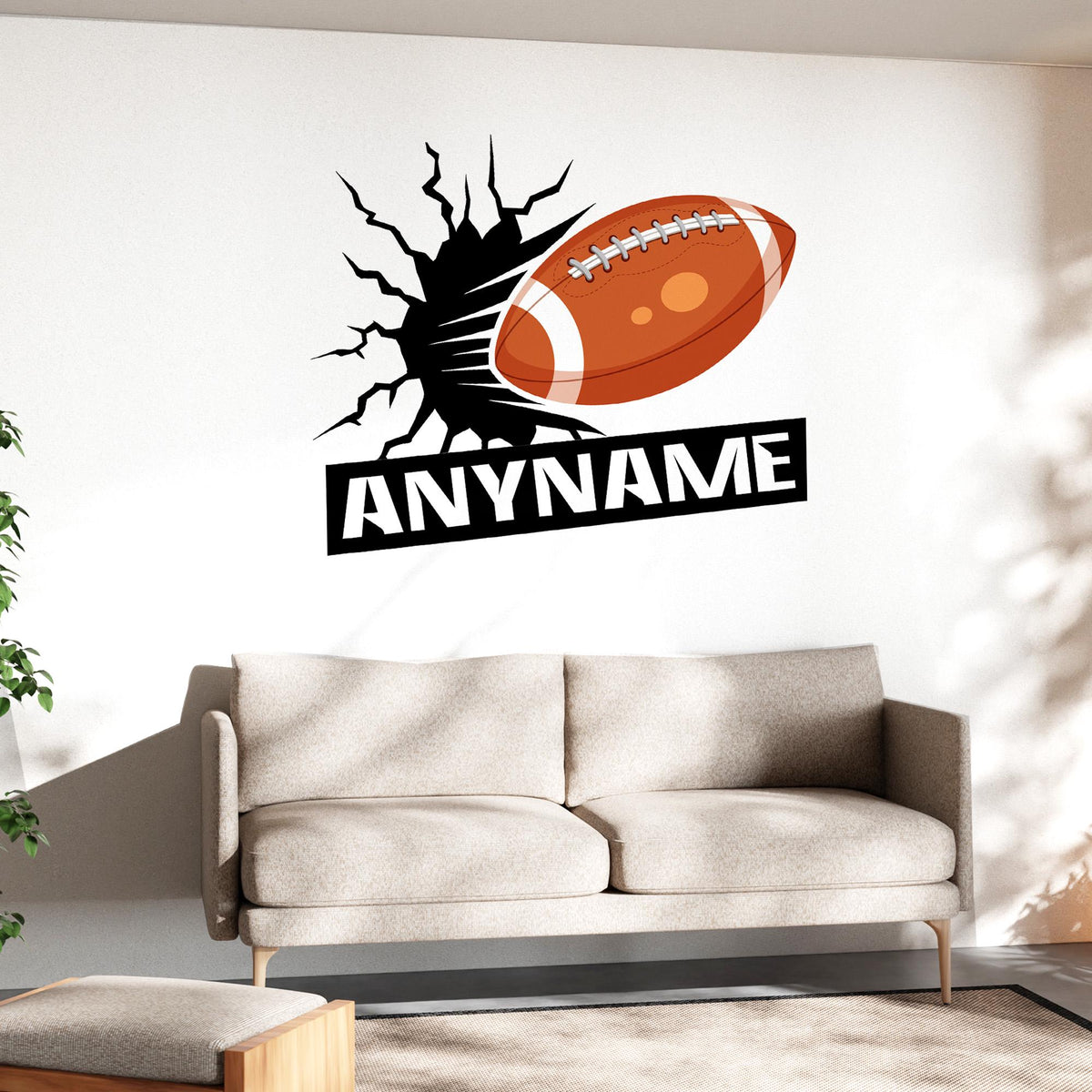 Custom football sports name wall decal for a kids bedroom – view 4