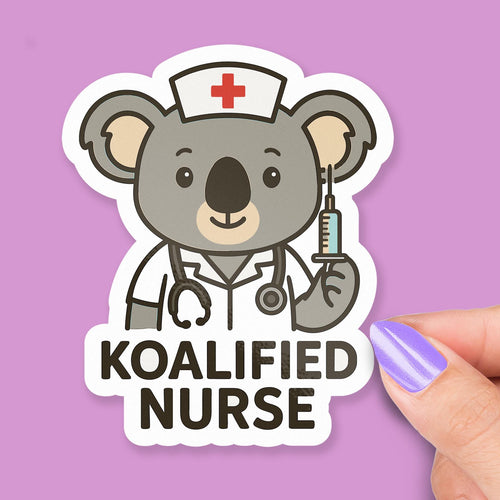 Koalified Nurse sticker, cute koala in nurse outfit