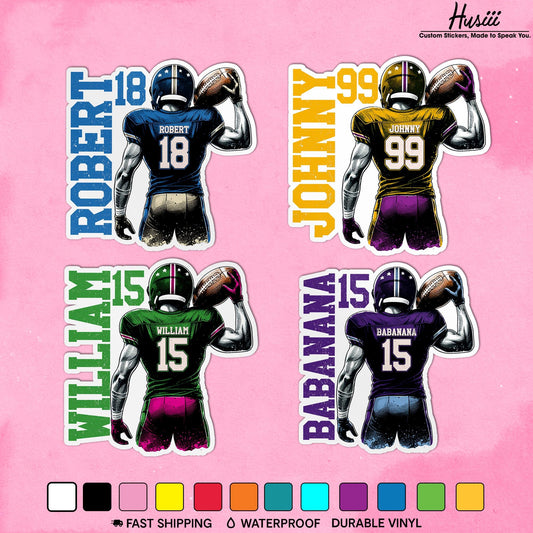 Custom Football Player Name & Number Sticker by Stickreews