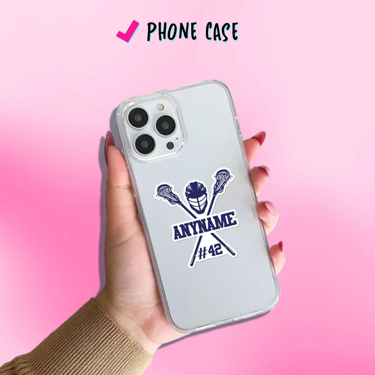 Custom lacrosse mom sticker with a name and number – view 6