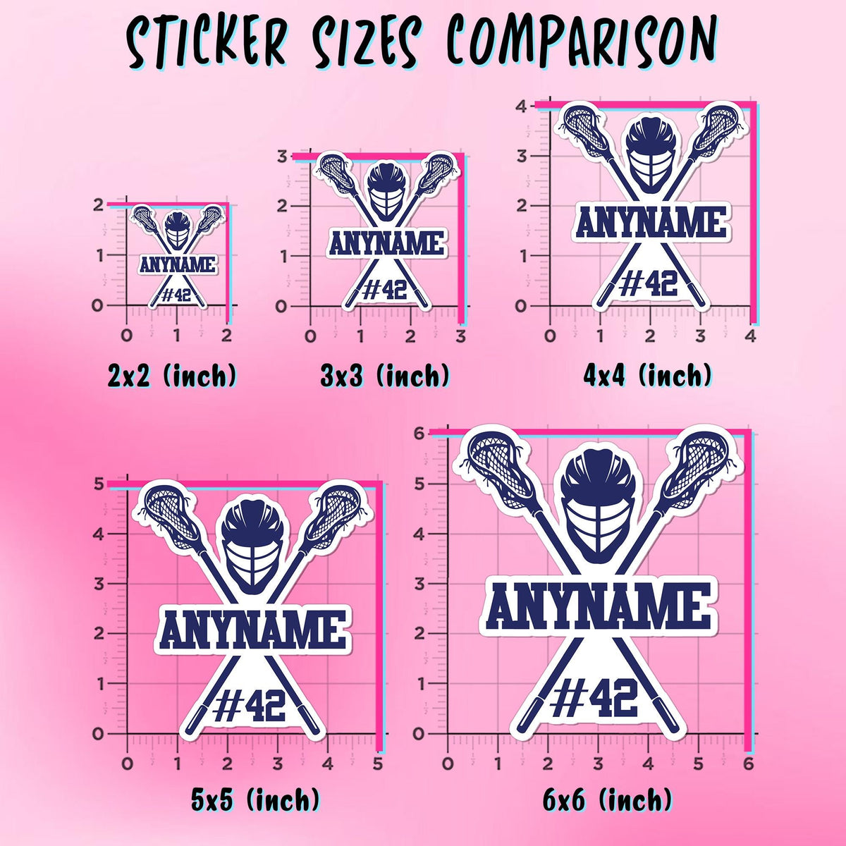 Custom lacrosse mom sticker with a name and number – view 3
