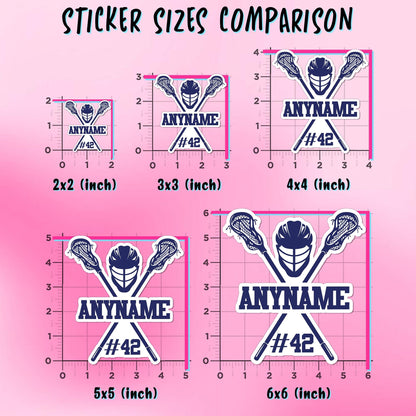 Custom lacrosse mom sticker with a name and number – view 3