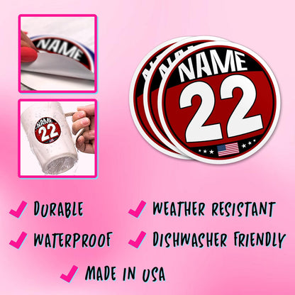 Custom racing flag sticker with a signature-style name – view 3