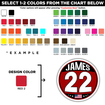 Custom racing flag sticker with a signature-style name – view 2