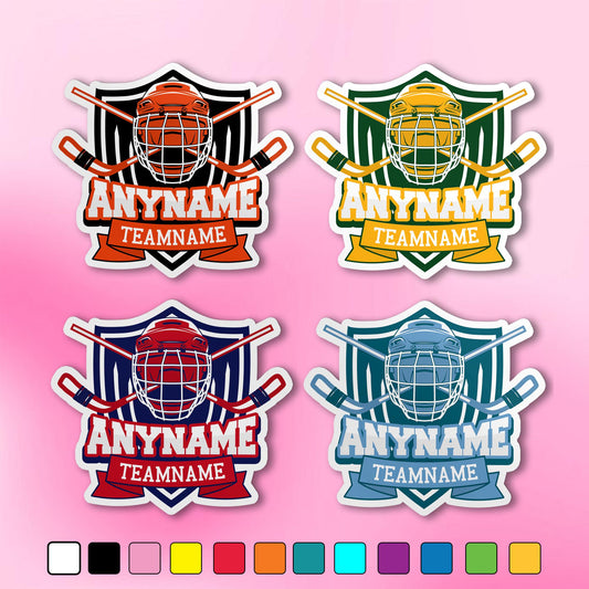 Custom hockey mom team spirit sticker with a name and team name