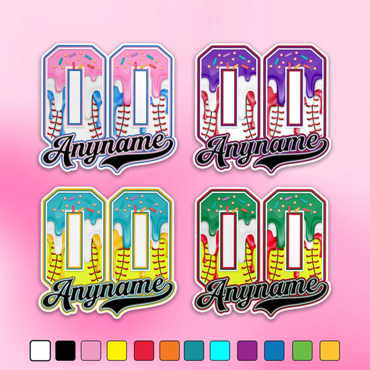Custom ice cream drip jersey number sticker with a name