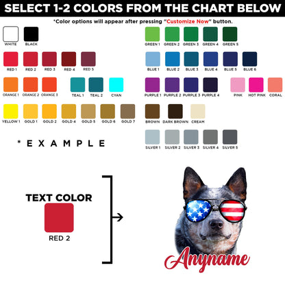 Custom 4th of July dog photo sticker with a flag background and a name – view 2