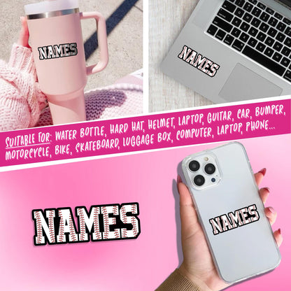 Custom name sticker with baseball-stitch block letters – view 4