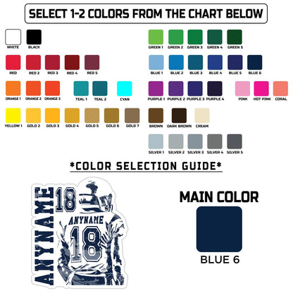 Custom American football jersey sticker with a name and number – view 2