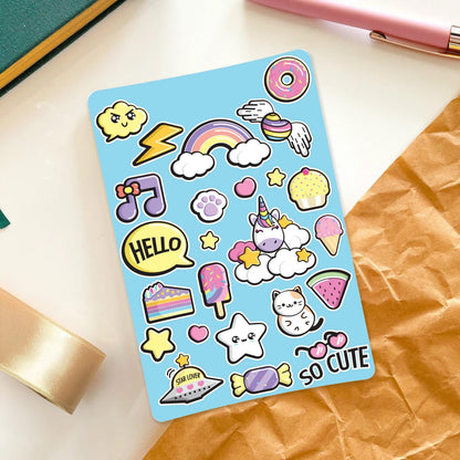 Unicorn and Kawaii Sheet for Kids sticker sheet, ice cream – view 3