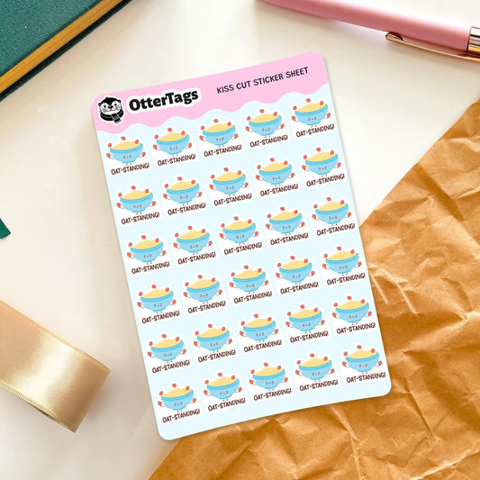 Oatstanding ! 30 Cute Outstanding Pun for Teachers mini sticker sheet, reward charts