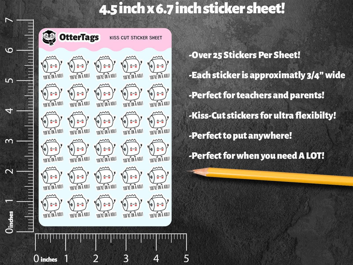 You're on a Roll mini sticker sheet, 30 small funny toilet paper – view 3