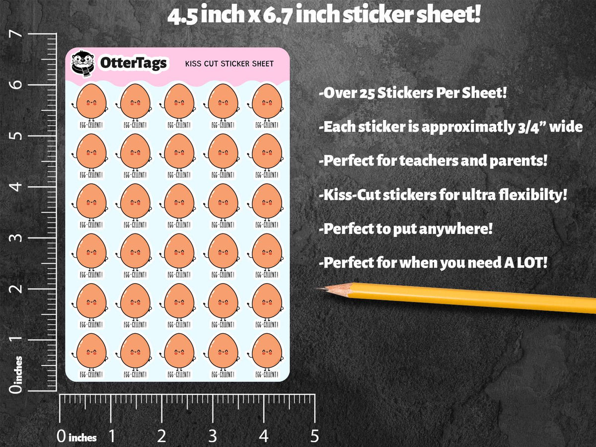 Egg-cellent mini sticker sheet, 30 cute egg pun for an excellent job – view 2