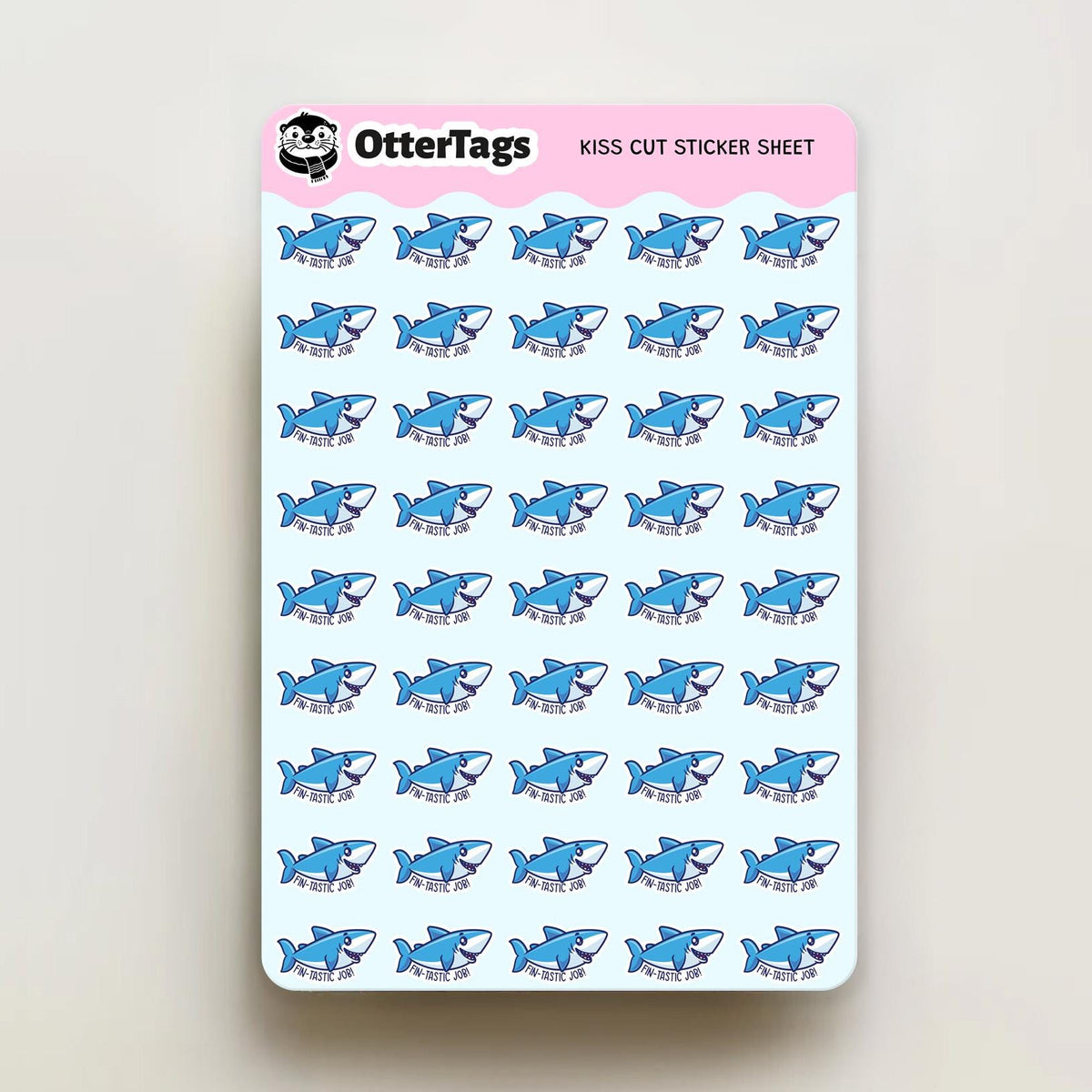 Fin-tastic Job mini sticker sheet, 30 cute shark to celebrate a fantastic job – view 3