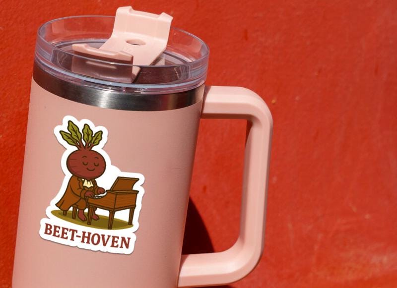 Beet-hoven sticker, punny beetroot design – view 4