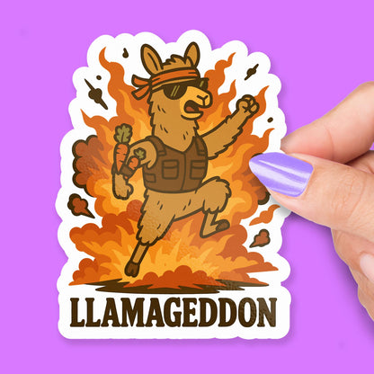 Llama Explosion sticker, punny art