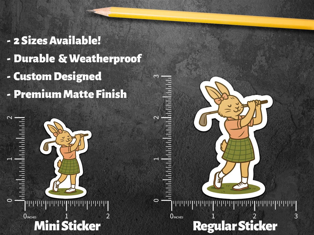 Rabbit Golfing sticker, and bunny fans – view 2