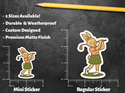 Rabbit Golfing sticker, and bunny fans – view 2
