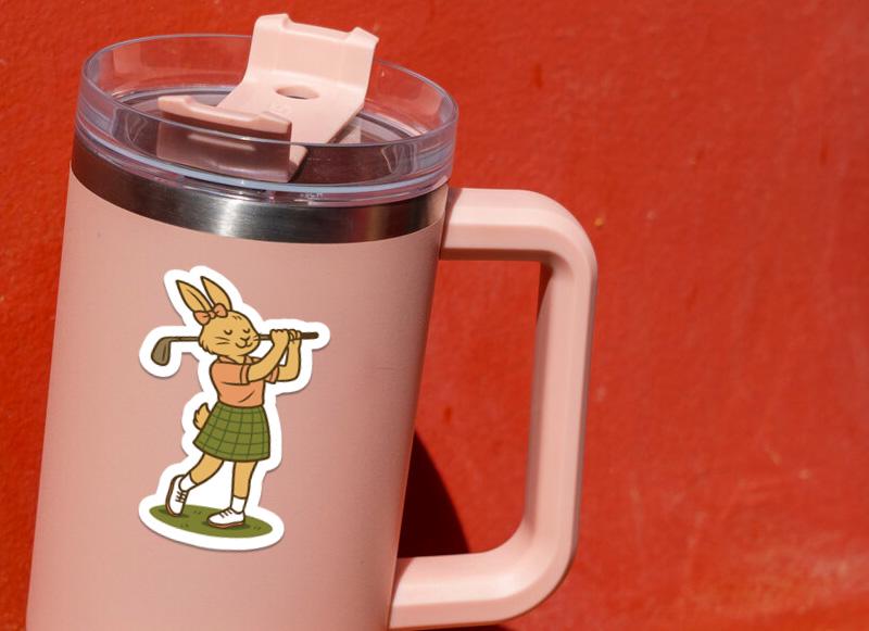Rabbit Golfing sticker, and bunny fans – view 4