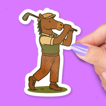 Horse Golfing sticker, horse lovers