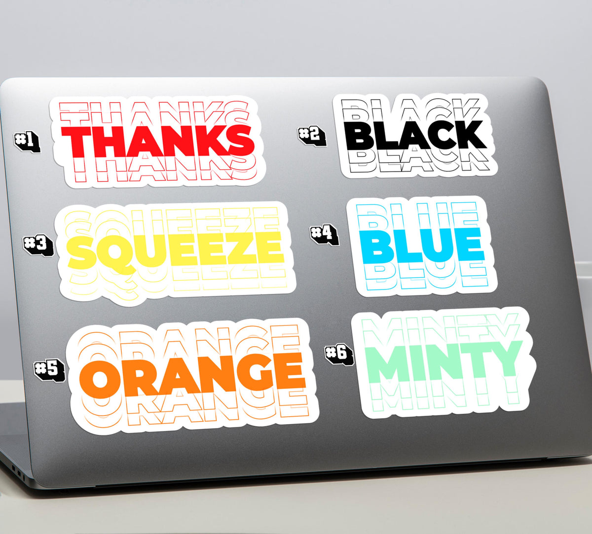 Personalized Outline Text sticker, retro thank you bag style