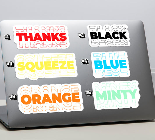 Personalized Outline Text sticker, retro thank you bag style