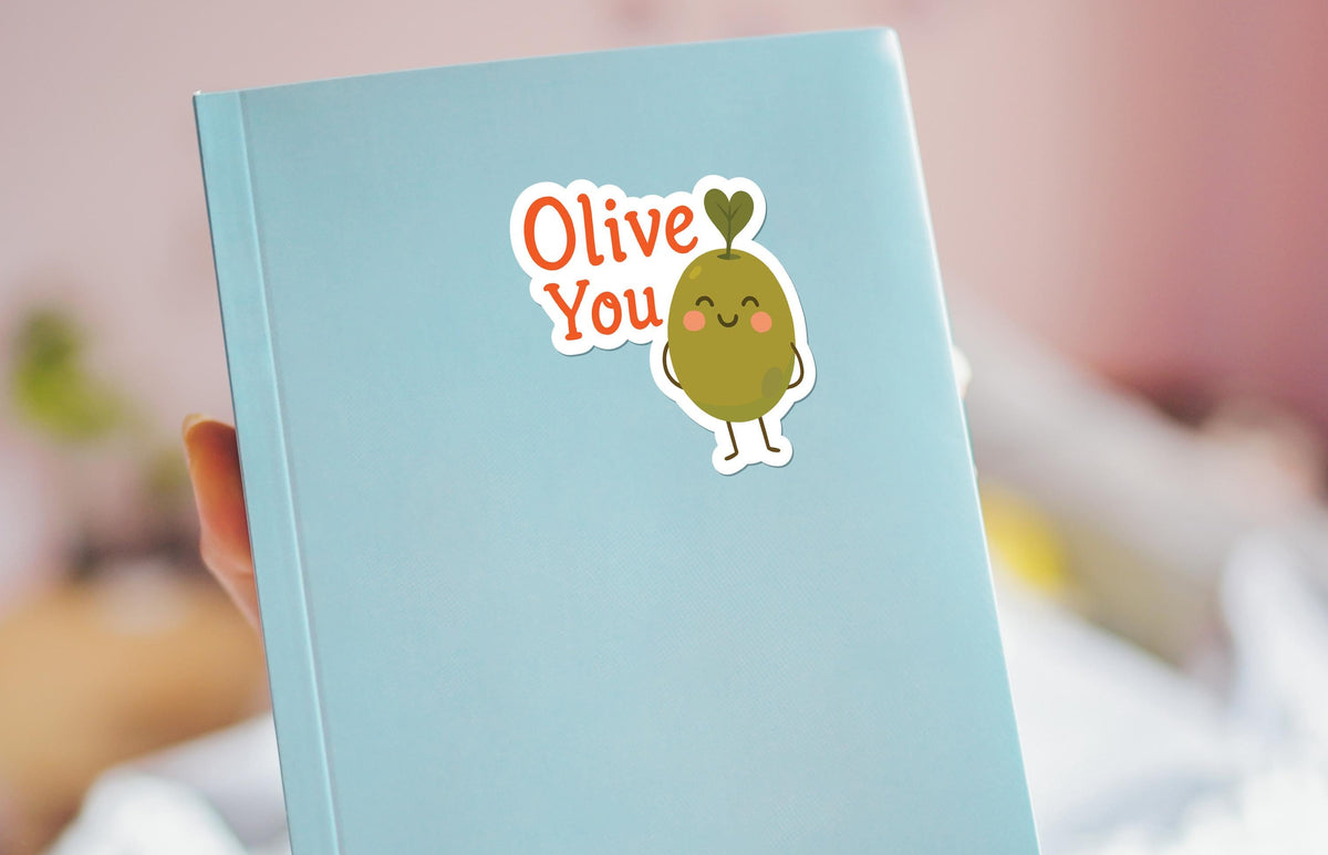 Olive You sticker, cute olive i love you pun – view 3