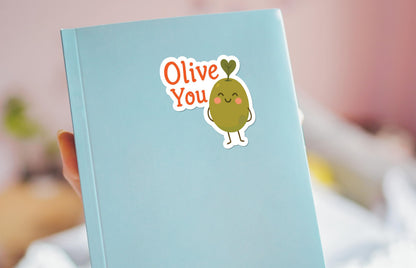 Olive You sticker, cute olive i love you pun – view 3
