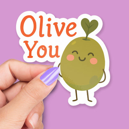 Olive You sticker, cute olive i love you pun