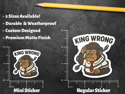 King Wrong sticker, funny giant ape tangled in cords – view 3