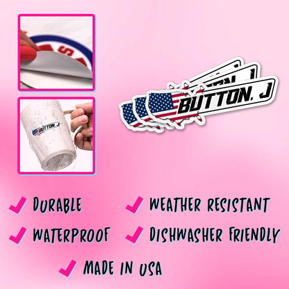 Custom racer country flag name sticker shown in four styles – view 6