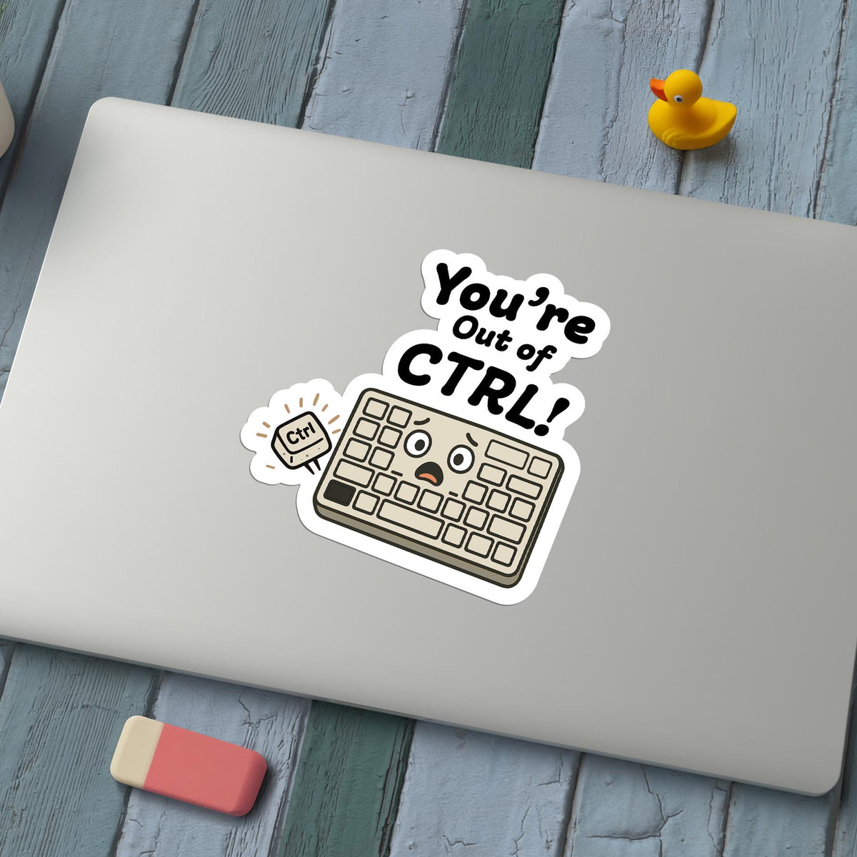 Out of Control sticker, funny keyboard control key popped off – view 2