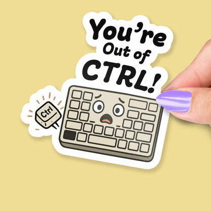 Out of Control sticker, funny keyboard control key popped off