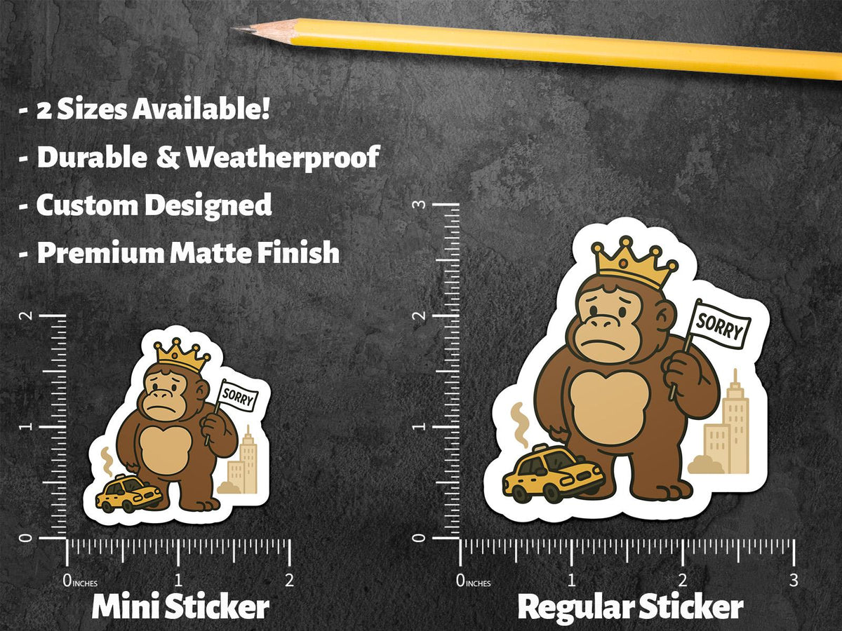 Sorry sticker, funny gorilla breaking car – view 3
