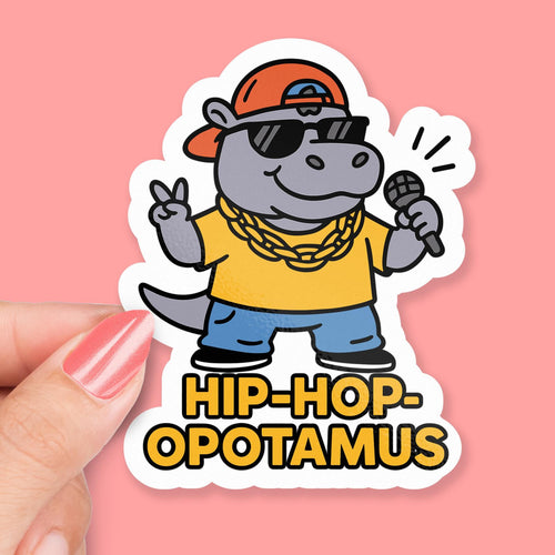 Hip-Hop-opotamus sticker, funny rapping hippo with mic