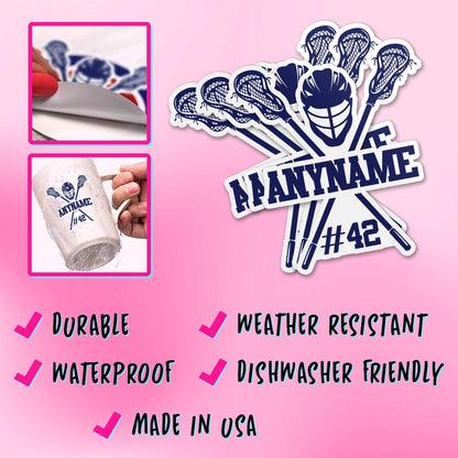 Custom lacrosse mom sticker with a name and number – view 4