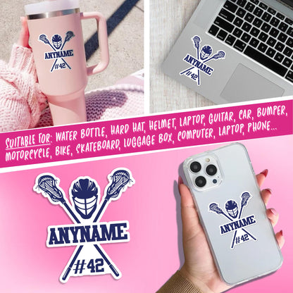 Custom lacrosse mom sticker with a name and number – view 5