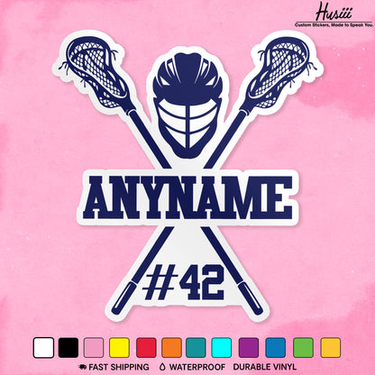 Custom lacrosse mom sticker with a name and number