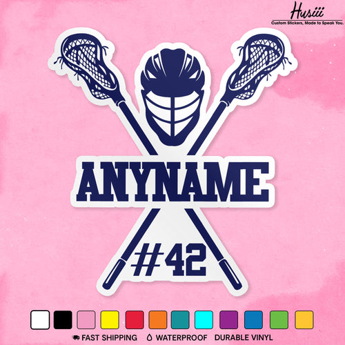 Custom lacrosse mom sticker with a name and number
