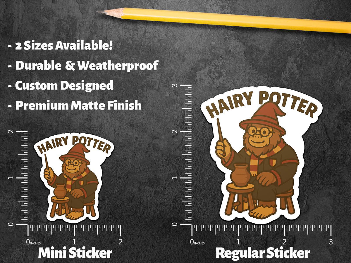Hairy Potter sticker, magical sasquatch making clay art – view 4