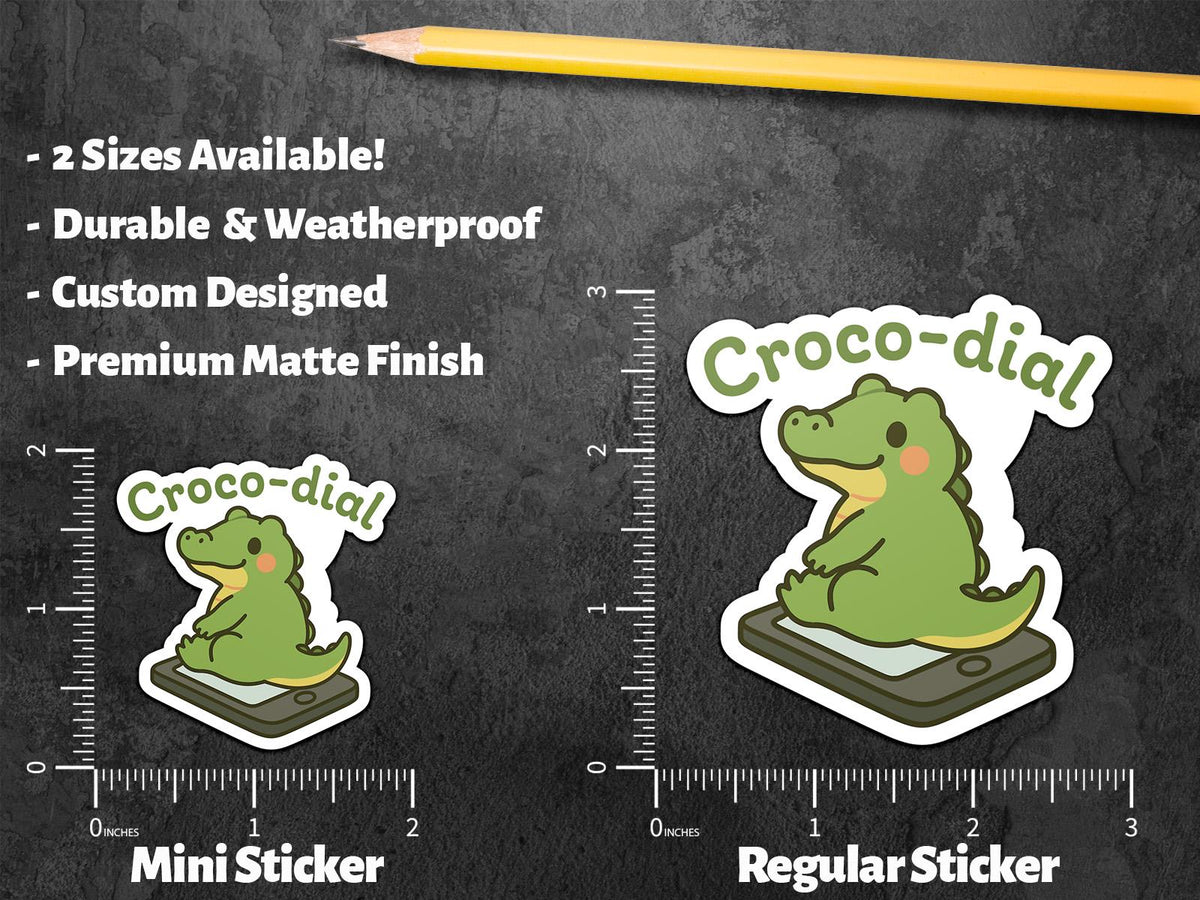 Croco-Dial sticker, cute crocodile sitting on phone – view 3