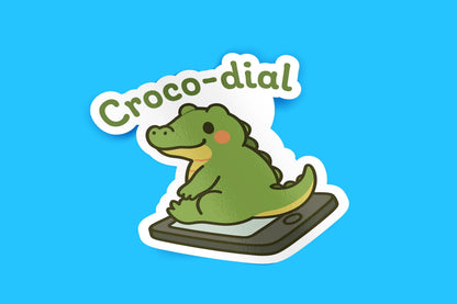 Croco-Dial sticker, cute crocodile sitting on phone – view 4