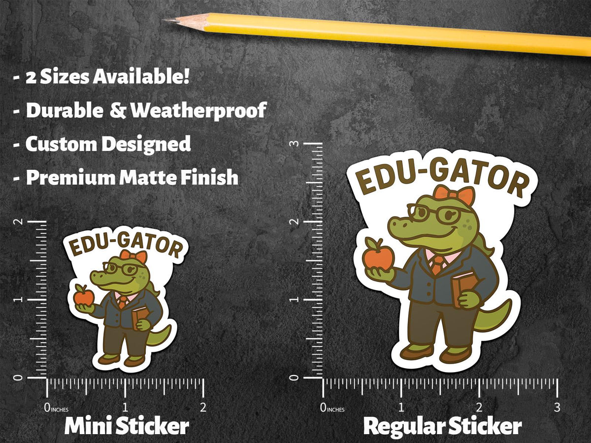 Edugator Educator sticker, female alligator teacher pun – view 3